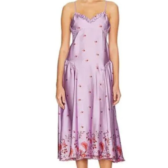 Free people on my own satin floral maxi dress Size M New - Picture 1 of 8